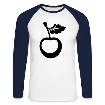 cerise - T-shirt baseball manches longues Homme - blanc/marine - Devant - Nik (191cm)