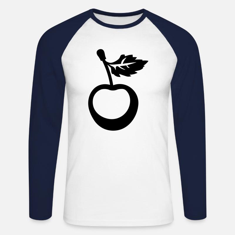 Kirsche - Unisex Baseballshirt langarm - Weiß/Navy