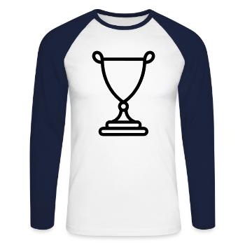 trophée - T-shirt baseball manches longues Homme - blanc/marine - Devant - Nik (191cm)