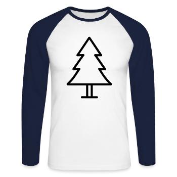 Sapin de Noël - T-shirt baseball manches longues Homme - blanc/marine - Devant - Nik (191cm)