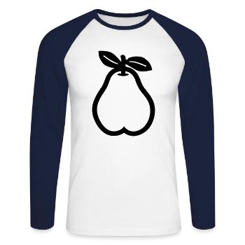 poire - T-shirt baseball manches longues Homme - blanc/marine - Devant - Nik (191cm)