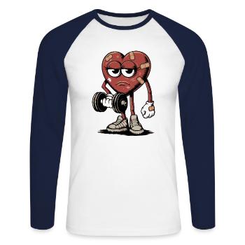 Mon cœur est fatigué de l'amour 2025 - T-shirt baseball manches longues Homme - blanc/marine - Devant - Nik (191cm)