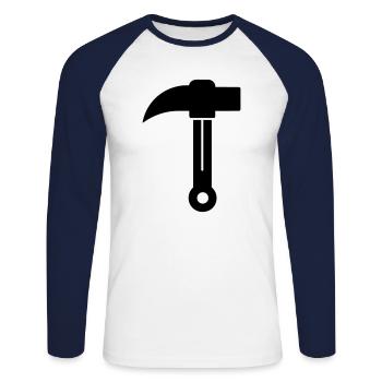 Axt - Unisex Baseballshirt langarm - Weiß/Navy - Vorne - Nik (191cm)