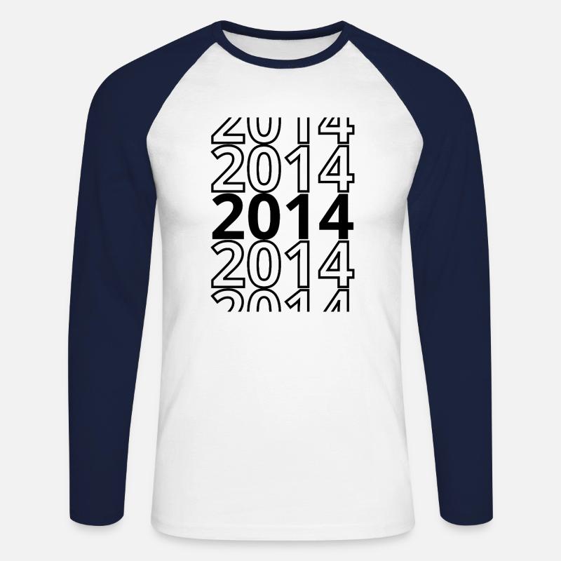 2014 2014 2014 - Unisex Baseballshirt langarm - Weiß/Navy