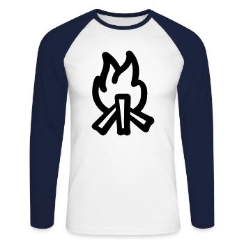 Lagerfeuer - Unisex Baseballshirt langarm - Weiß/Navy - Vorne - Nik (191cm)