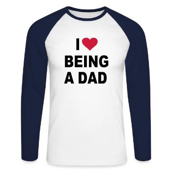 Father Son Daughter Children Sons Daughters Baby Love - Unisex Long Sleeve Baseball T-Shirt - white/navy - Front - Nik (191cm)