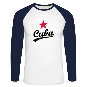 CUBA A - Unisex Baseballshirt langarm - Weiß/Navy - Vorne - Nik (191cm)
