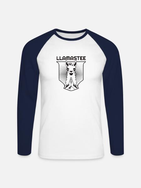 Llamastee Llama prays namastee lama - Unisex Long Sleeve Baseball T-Shirt - white/navy