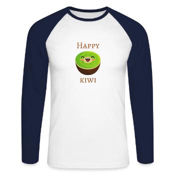 Kiwi - Unisex Baseballshirt langarm - Weiß/Navy - Vorne - Nik (191cm)