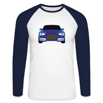 Blaues Auto graphic design - Unisex Baseballshirt langarm - Weiß/Navy - Vorne - Nik (191cm)