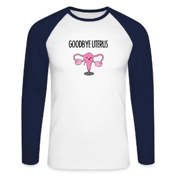 Hysterektomy Gebärmutterentfernung Uterus OP - Unisex Baseballshirt langarm - Weiß/Navy - Vorne - Nik (191cm)