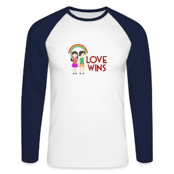 Liebe Jahrestag Valentinstag Geschenkidee - Unisex Baseballshirt langarm - Weiß/Navy - Vorne - Nik (191cm)