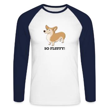 Vous êtes si moelleux! Vous êtes tellement moelleux! Mon chien - T-shirt baseball manches longues Homme - blanc/marine - Devant - Nik (191cm)