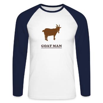homme de chèvre, chèvre, animal, zoo pour enfants, barbe, cornes - T-shirt baseball manches longues Homme - blanc/marine - Devant - Nik (191cm)