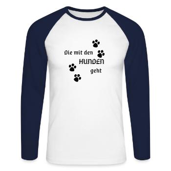 Ça va avec les chiens - T-shirt baseball manches longues Homme - blanc/marine - Devant - Nik (191cm)