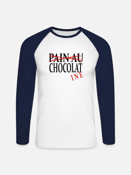Chocolate bread? No, chocolate - Unisex Long Sleeve Baseball T-Shirt - white/navy