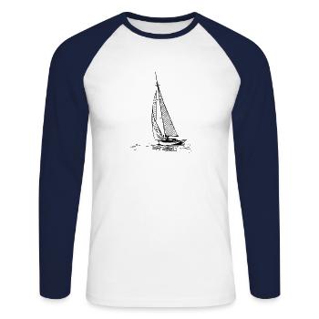 Sailboat - Unisex Long Sleeve Baseball T-Shirt - white/navy - Front - Nik (191cm)