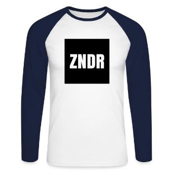 Dernière portée ZNDR - Chemise Zander - Pêche, Pêcheur - T-shirt baseball manches longues Homme - blanc/marine - Devant - Nik (191cm)