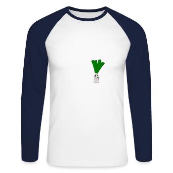 leek - Unisex Long Sleeve Baseball T-Shirt - white/navy - Front - Nik (191cm)