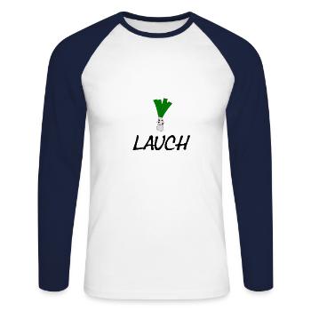 Leek! - Unisex Long Sleeve Baseball T-Shirt - white/navy - Front - Nik (191cm)