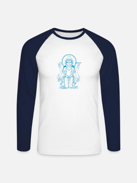 Lord Dhanvantari - Unisex Long Sleeve Baseball T-Shirt - white/navy