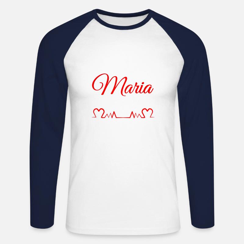 maria,vorname,mädchen,geburtsname - Unisex Baseballshirt langarm - Weiß/Navy