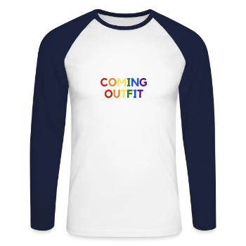 Coming Out Gay Lesbian Bi LGBT Rainbow - Unisex Long Sleeve Baseball T-Shirt - white/navy - Front - Nik (191cm)