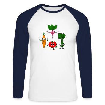 Various vegetables - Unisex Long Sleeve Baseball T-Shirt - white/navy - Front - Nik (191cm)