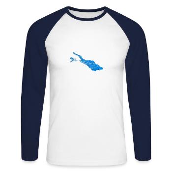 lac de Constance - T-shirt baseball manches longues Homme - blanc/marine - Devant - Nik (191cm)