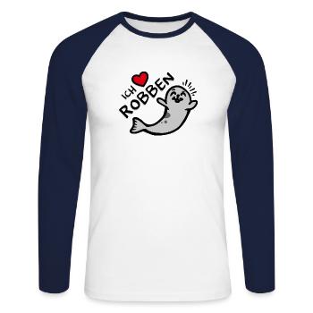 Funny seal I love seals Naughty gift - Unisex Long Sleeve Baseball T-Shirt - white/navy - Front - Nik (191cm)
