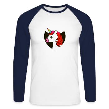 UNICORN - T-shirt baseball manches longues Homme - blanc/marine - Devant - Nik (191cm)