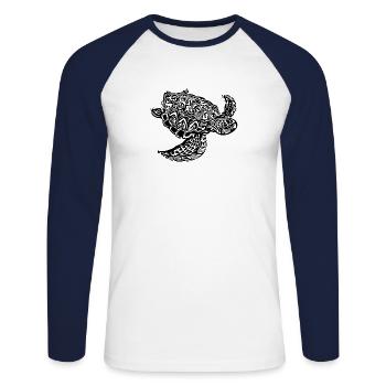 tortue - T-shirt baseball manches longues Homme - blanc/marine - Devant - Nik (191cm)