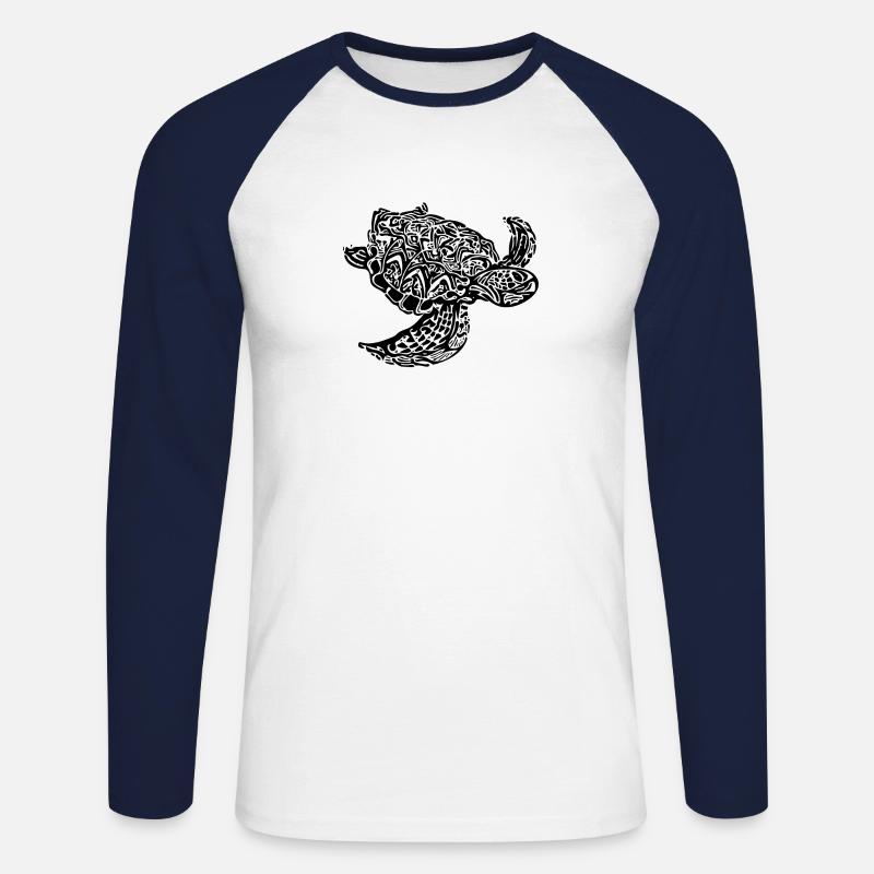 Schildkröte - Unisex Baseballshirt langarm - Weiß/Navy