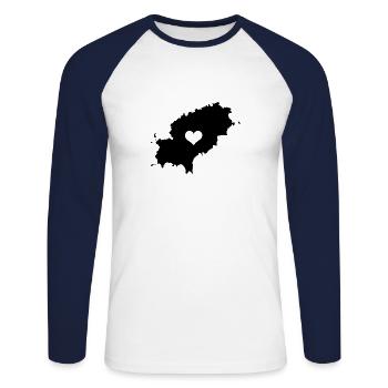 J'aime ibiza - T-shirt baseball manches longues Homme - blanc/marine - Devant - Nik (191cm)