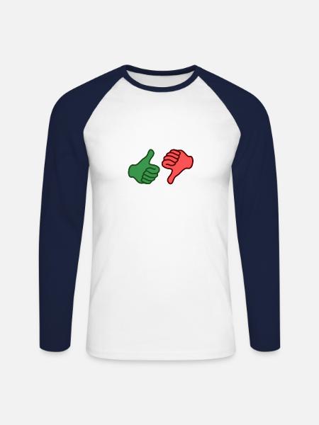 Thumbs up - thumbs down - Unisex Long Sleeve Baseball T-Shirt - white/navy