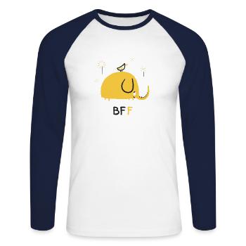 BFF | Best Friends Forever | Friends for ever - Unisex Long Sleeve Baseball T-Shirt - white/navy - Front - Nik (191cm)