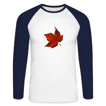 Maple leaf, autumn, foliage, leaves - Unisex Long Sleeve Baseball T-Shirt - white/navy - Front - Nik (191cm)