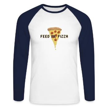 Gamer Nerd Addicted Gambling Pizza Gift Game - Unisex Long Sleeve Baseball T-Shirt - white/navy - Front - Nik (191cm)