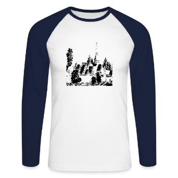 My old Village - historic village in the home - Unisex Long Sleeve Baseball T-Shirt - white/navy - Front - Nik (191cm)