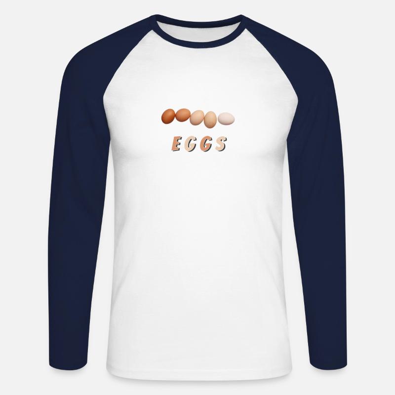 Eier - Unisex Baseballshirt langarm - Weiß/Navy