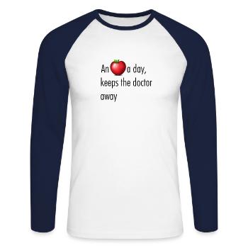 An apple a day keeps the doctor away - Unisex Long Sleeve Baseball T-Shirt - white/navy - Front - Nik (191cm)