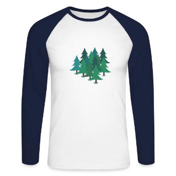 Arbres forestiers sapins sapins - T-shirt baseball manches longues Homme - blanc/marine - Devant - Nik (191cm)