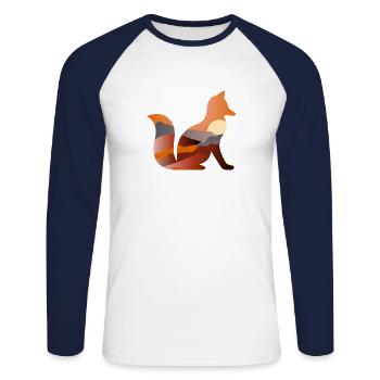 Fuchs - Unisex Baseballshirt langarm - Weiß/Navy - Vorne - Nik (191cm)