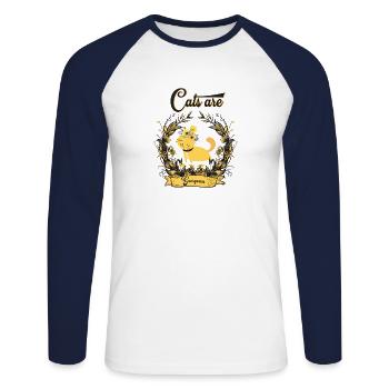 Cats are beautiful - Unisex Long Sleeve Baseball T-Shirt - white/navy - Front - Nik (191cm)