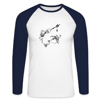 Turbolader Explosionszeichung Aufbau Boost - Unisex Baseballshirt langarm - Weiß/Navy - Vorne - Nik (191cm)