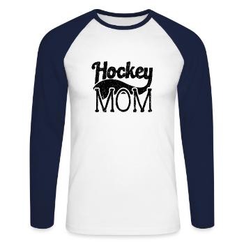 Hockey Mom Gift Winter Hockey Stick - Unisex Long Sleeve Baseball T-Shirt - white/navy - Front - Nik (191cm)