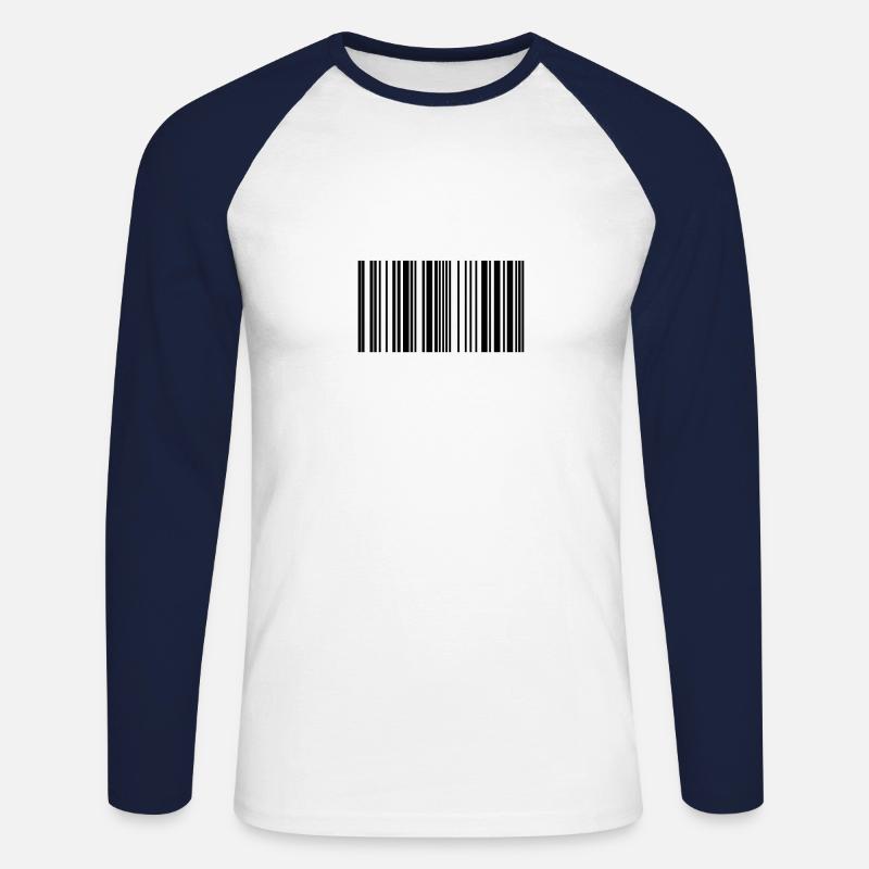 Barcode Strichcode - Unisex Baseballshirt langarm - Weiß/Navy