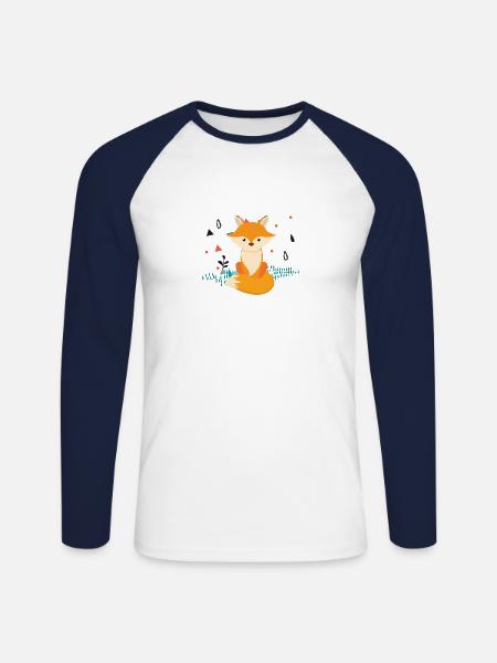 Niedliches Fuchs Design - Unisex Baseballshirt langarm - Weiß/Navy