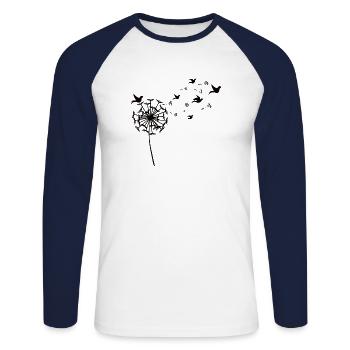 Dandelions become birds - Unisex Long Sleeve Baseball T-Shirt - white/navy - Front - Nik (191cm)