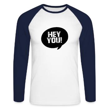 Hé toi sombre - T-shirt baseball manches longues Homme - blanc/marine - Devant - Nik (191cm)
